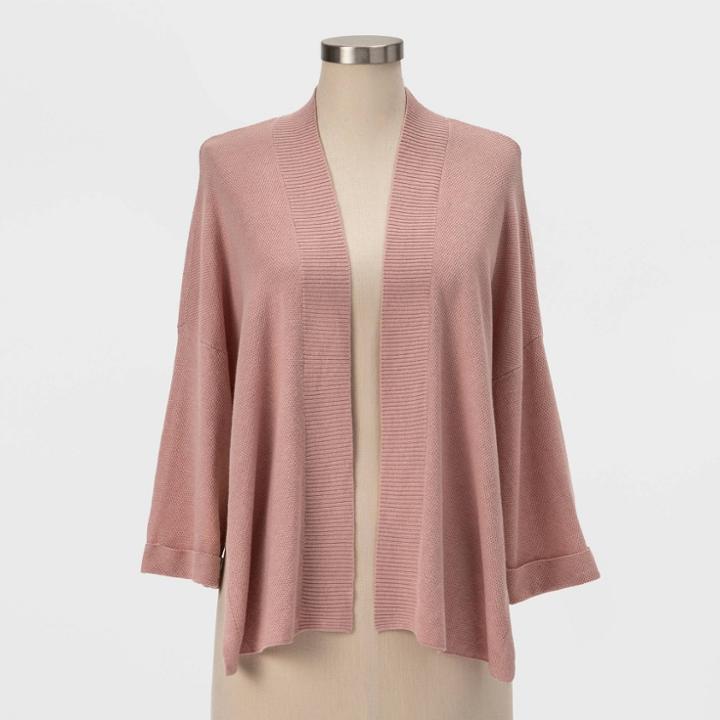 Women's Knit Petite Kimono - A New Day Pink One Size, Women's
