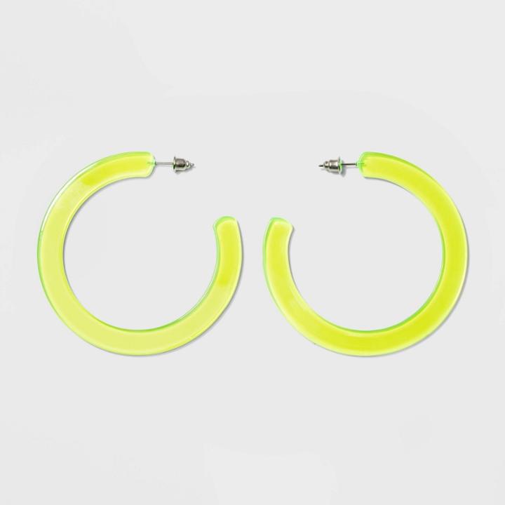 Acrylic Hoop Earrings - Wild Fable Green, Women's,