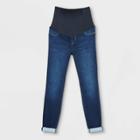 Maternity Crossover Panel Brushed Back Skinny Jeans - Isabel Maternity By Ingrid & Isabel Blue Dusk