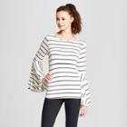 Target Women's Long Ruffle Bell Sleeve Striped Blouse- Alison Andrews White/black