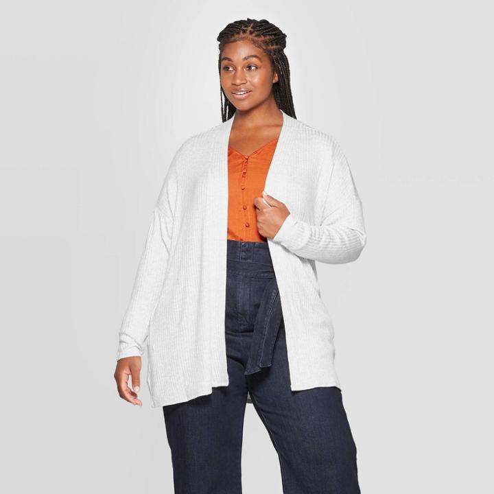 Women's Plus Size Open Layering Coat - A New Day Gray