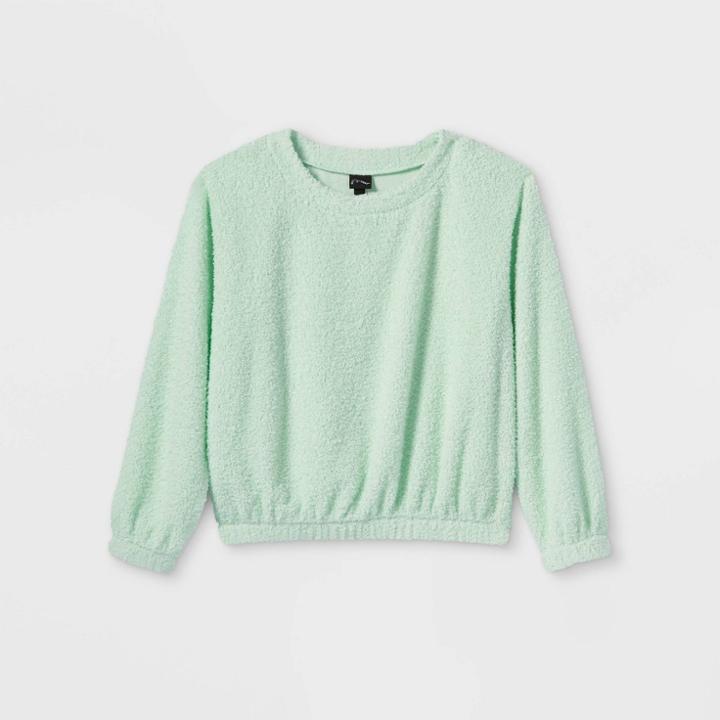 Girls' Cozy Crew Neck Sweatshirt - Art Class Aqua Green