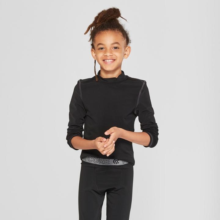 Boys' Power Core Brushed Compression Long Sleeve Mock - C9 Champion Black