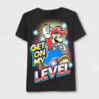 Nintendo Boys' Super Mario Level Up Short Sleeve T-shirt - Black