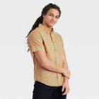 Men's Floral Print Regular Fit Short Sleeve Button-down Shirt - Goodfellow & Co Orange