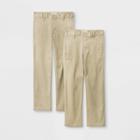 Boys' 2pk Flat Front Stretch Uniform Straight Fit Pants - Cat & Jack Khaki