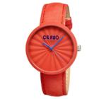 Women's Crayo Pleats Watch With 3d Pleat Pattern Dial - Red
