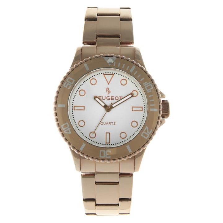 Target Women's Peugeot Ratchet Bezel White Dial Watch - Rose Gold