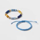 Semi-precious Angelite Honey Topaz Quartz Stretch Bracelet Set 2pc - Universal Thread Blue