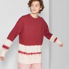 Men's Tie Dye Regular Fit Long Sleeve French Terry Pullover Sweatshirt - Original Use Radish