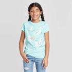 Petitegirls' Short Sleeve Swans Graphic T-shirt - Cat & Jack Aqua S, Girl's, Size:
