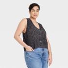 Women's Plus Size Button-front V-neck Sweater Vest - Universal Thread Navy Blue