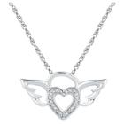 Target Diamond Accent Round White Diamond Prong Set Angel Wings Pendant In Sterling Silver (18 Ij-i2-i3), Girl's