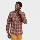 Men's Woven Button Long Sleeve Athletic Top - All In Motion Brown/blue