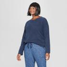 Women's Plus Size Long Sleeve Acid Wash T-shirt - Universal Thread Navy (blue)