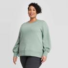 Women's Plus Size Crewneck Fleece Sweatshirt - Ava & Viv Blue X, Women's