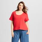 Women's Plus Size Short Sleeve Texture T-shirt - Universal Thread Red X