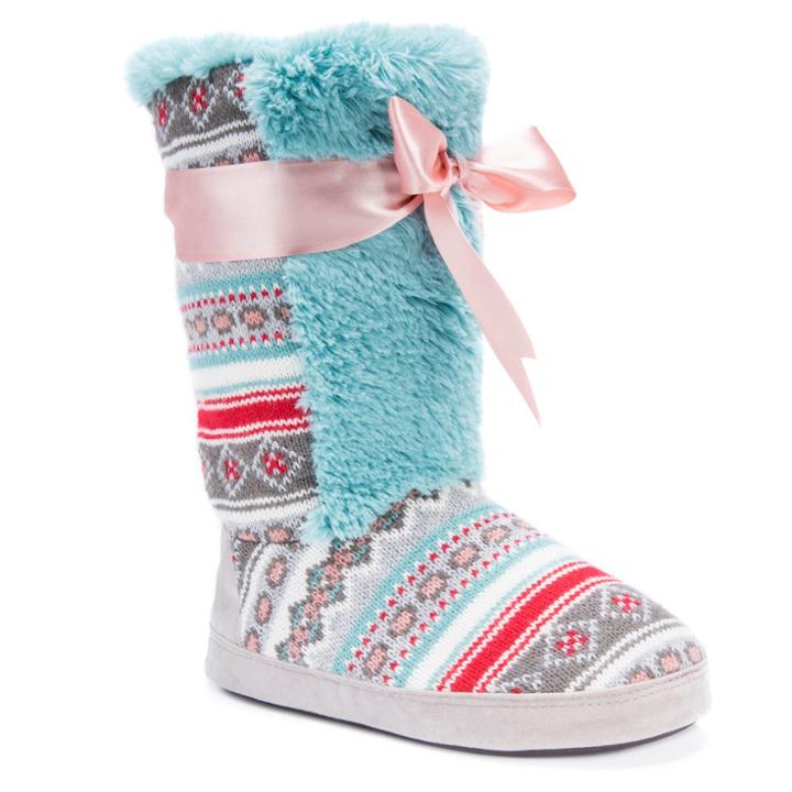 Women's Jewel Muk Luks Bootie Slippers Teal (blue) -