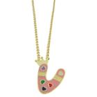 Ellen 18k Gold Overlay Enamel Initial Pendant 'v' - Pink, Girl's, V