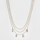 Multi Row Layered With Pave Love Charms Necklace - Wild Fable Gold, Dark