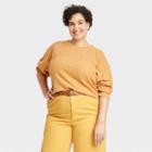 Women's Plus Size Long Sleeve Varsity T-shirt - Universal Thread Gold