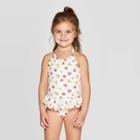 Mila And Emma Mila & Emma Toddler Girls' Scallop Floral Swimsuit - White