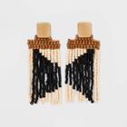 Thread Seed Bead Long Linear Earrings - Universal Thread Black