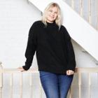 Women's Plus Size Mock Turtleneck Pullover Sweater - Universal Thread Black
