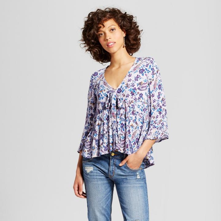 Women's Knot Front Woven Top - Xhilaration (juniors') Rose