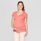 Maternity Short Sleeve V-neck T-shirt - Isabel Maternity By Ingrid & Isabel Pink