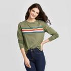 Zoe+liv Women's Keep Dreaming Striped Long Sleeve T-shirt (juniors') - Green