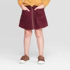 Toddler Girls' Corduroy Zip Front Skirt - Art Class Maroon