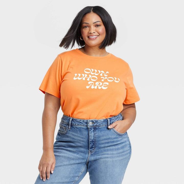 Women's Plus Size Short Sleeve T-shirt - Ava & Viv Orange