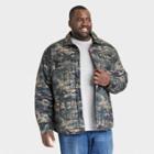 Men's Big & Tall Camo Print Insulated Shacket - Goodfellow & Co Dark Olive Green