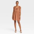 Women's Puff Short Sleeve Day Dress - Universal Thread Rust