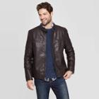 Men's Midweight Faux Leather Moto Jacket - Goodfellow & Co Brown