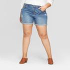 Women's Plus Size Roll Cuff Boyfriend Jean Shorts - Universal Thread Medium Wash