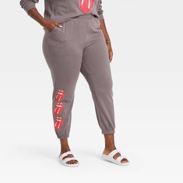 The Rolling Stones Women's Rolling Stones Logo Plus Size Graphic Jogger Pants - Heather Gray