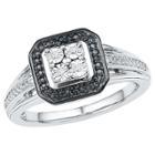 Distributed By Target Women's Black & White Diamond Accent Prong/miracle Set Fashion Ring In Sterling Silver (size
