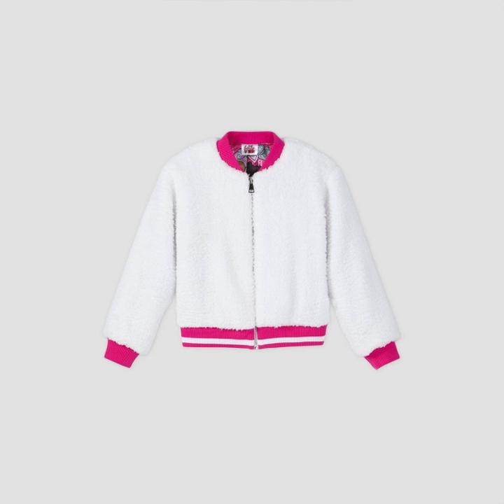 Mga Entertainment Girls' L.o.l. Surprise! Remix Faux Fur Bomber Jacket - White