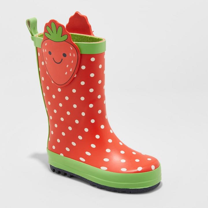 Toddler Girls' Maddison Strawberry Rain Boots - Cat & Jack Red