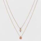 Pave & Square Stone 2 Row Short Necklace - A New Day Gold
