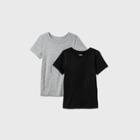 Toddler Boys' Adaptive 2pk Short Sleeve G-tube Access T-shirt - Cat & Jack Gray/black
