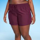 Women's Plus Size Board Shorts Bikini Bottom - Kona Sol Burgundy