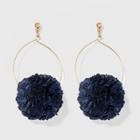 Wire Tear Drop With Pom Trim Earrings - A New Day Navy