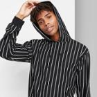 Men's Striped Hooded Long Sleeve Colorblock Sweatshirt - Original Use Black