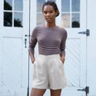 Women's Striped Long Sleeve Fitted T-shirt - A New Day Brown