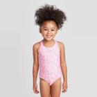 Toddler Girls' Sundew Flower One Piece Swimsuit - Cat & Jack Pink 12m, Toddler Girl's