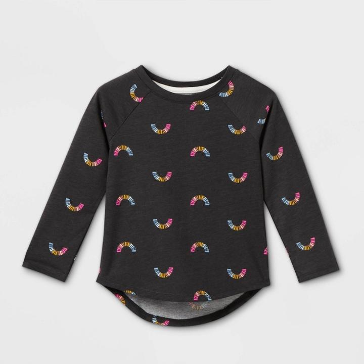 Toddler Girls' Rainbow Long Sleeve T-shirt - Cat & Jack Dark Gray