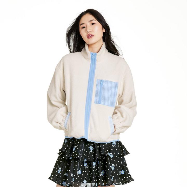 Women's Gingham Pocket Sherpa Jacket - Sandy Liang X Target Cream Xxs, Ivory